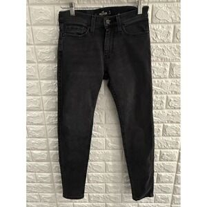 HOLLISTER WOMENS JEANS SIZE 26 L 30 BLACK DENIM SUPER SKINNY‎ ADVANCED STRETCH